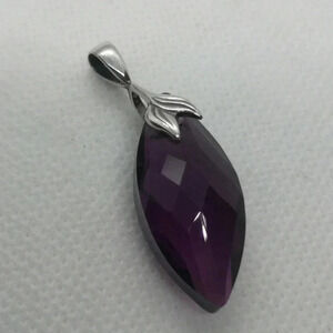 ✨ Sterling Silver Marquise-Cut Amethyst Pendant ✨